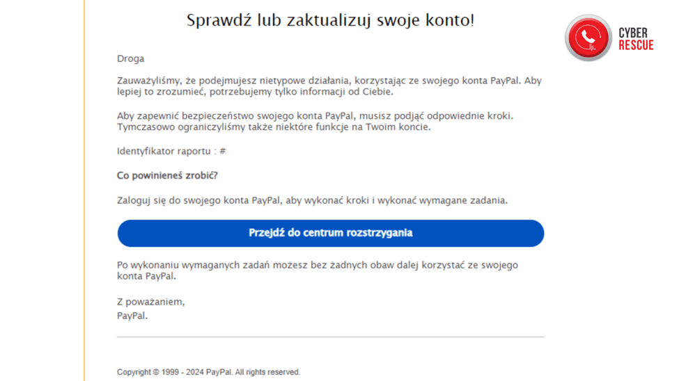 Próba oszustwa na PayPal.