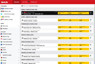 Oferta zakładów bukmacherskich w Betclic.