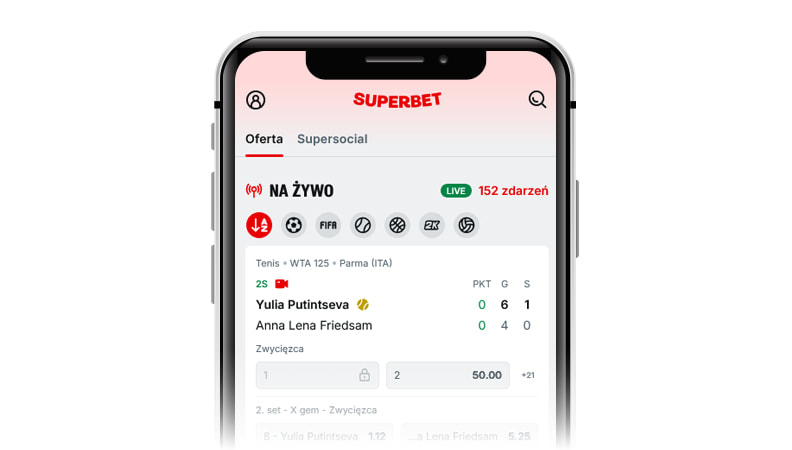 Superbet - aplikacja mobilna do stawiania zakładów.